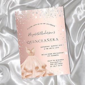 Quinceanera rose gold silver sparkles dress