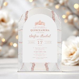 Quinceañera Rose Gold White Agate Elegant Acrylic