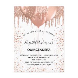 Quinceanera rose gold white balloons   postcard