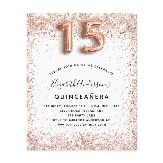 Quinceanera rose gold white budget  flyer