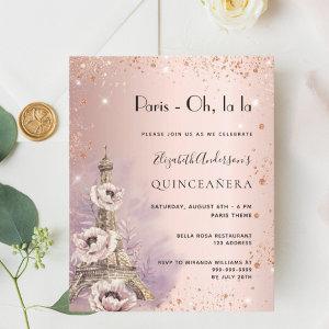 Quinceanera rose Paris Eiffel tower