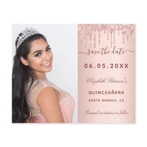 Quinceanera rose photo QR budget Save the Date Flyer