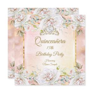 Quinceanera Rose Pink Gold Birthday Party Invite 3