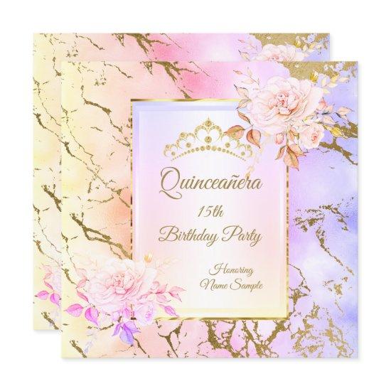 Quinceanera Rose  Purple Pink Gold Birthday Party