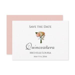 Quinceañera Roses Pink Floral Save the Date Card