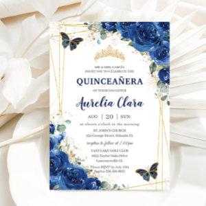 Quinceañera Royal Blue Floral Butterflies Birthday