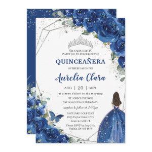 Quinceañera Royal Blue Floral Princess Birthday 15