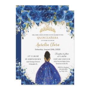 Quinceañera Royal Blue Floral Princess Birthday 16