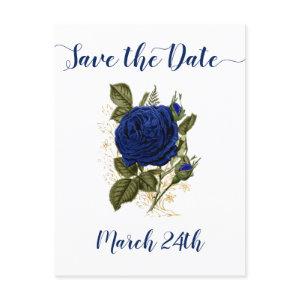 Quinceanera Royal Blue Floral Save the Date Announcement Postcard