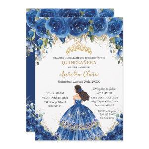 Quinceañera Royal Blue Floral Tiara 15th Birthday