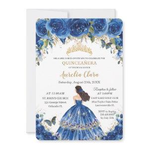 Quinceañera Royal Blue Flowers Butterflies Tiara