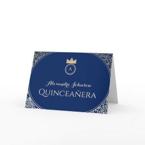 Quinceanera Royal Blue & Gold Princess Monogram