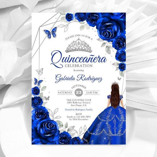 Quinceanera Royal Blue Silver Dress