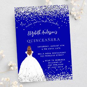 Quinceanera royal blue silver dress luxury