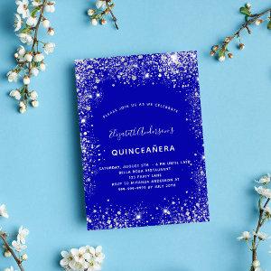 Quinceanera royal blue silver glitter dust glam
