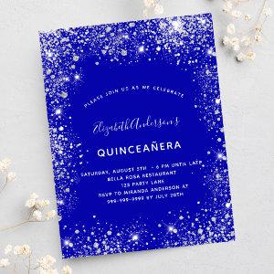 Quinceanera royal blue silver glitter dust glam  postcard