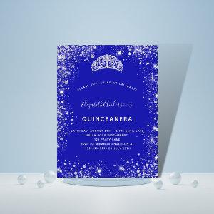Quinceanera royal blue silver glitter dust tiara  postcard