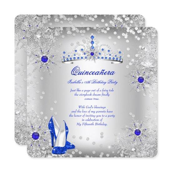 Quinceanera Royal Blue Silver Winter Wonderland
