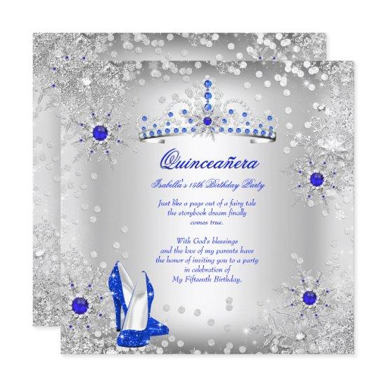 Quinceanera Royal Blue Silver Winter Wonderland