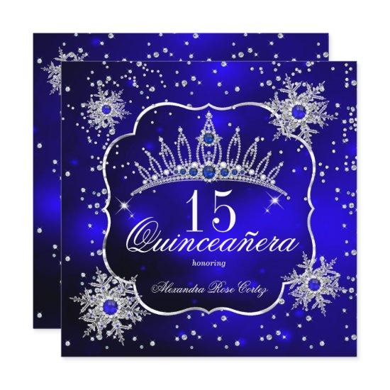 Quinceanera Royal Blue Snowflake Tiara 15th Party