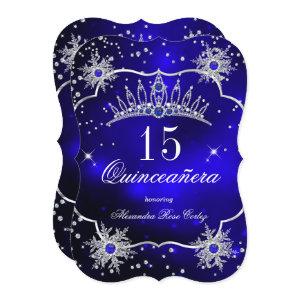 Quinceanera Royal Blue Snowflake Tiara 15th Party