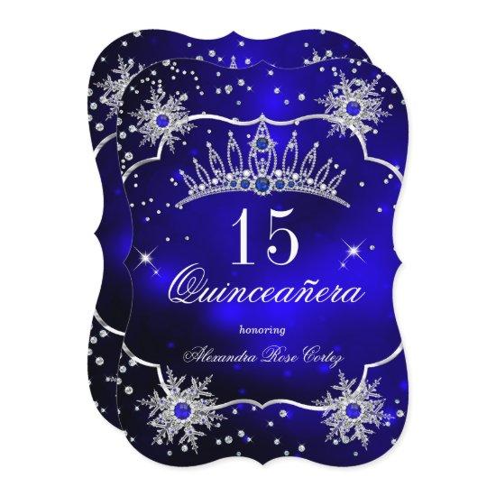 Quinceanera Royal Blue Snowflake Tiara 15th Party