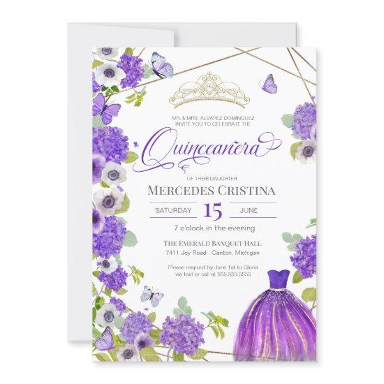 Quinceañera Royal Purple Garden butterfly Tiara