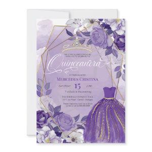 Quinceañera Royal Purple Gold elegant fancy Tiara