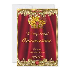 Quinceanera Royal Red Gem Gold Princess Crown 2