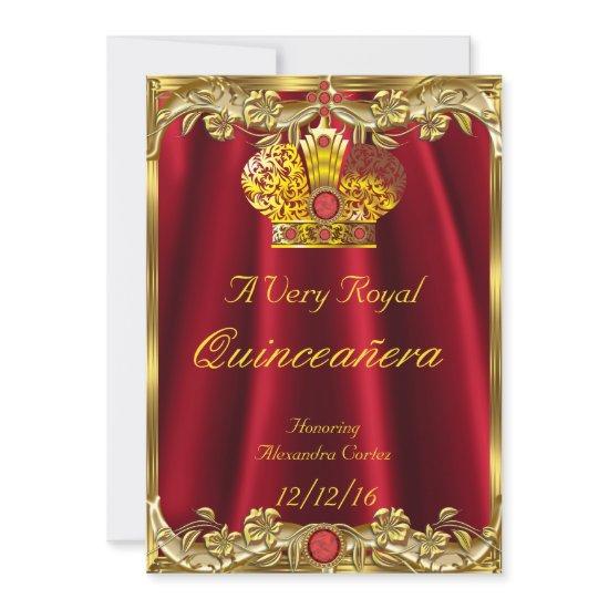 Quinceanera Royal Red Gem Gold Princess Crown 2