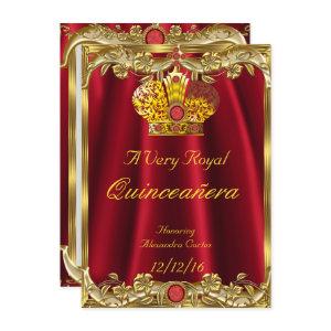 Quinceanera Royal Red Gem Gold Princess Crown 2