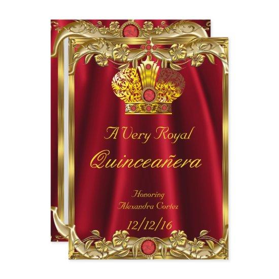 Quinceanera Royal Red Gem Gold Princess Crown 2