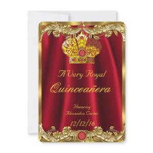 Quinceanera Royal Red Gem Gold Princess Crown 2