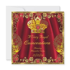 Quinceanera Royal Red Gem Gold Princess Crown 5