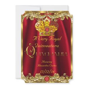 Quinceanera Royal Red Gem Gold Princess Crown