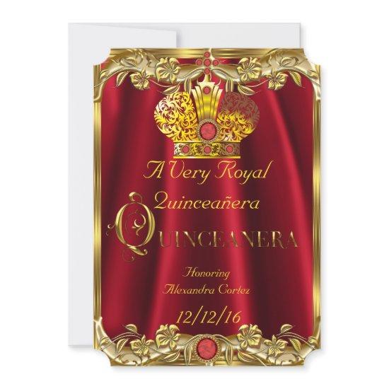 Quinceanera Royal Red Gem Gold Princess Crown