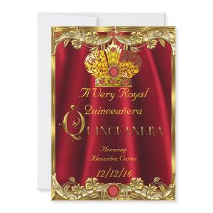 Quinceanera Royal Red Gem Gold Princess Crown