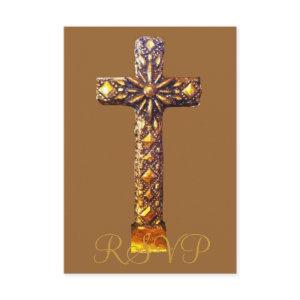Quinceanera RSVP 15th Birthday Gold Cross