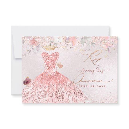 Quinceanera RSVP Blush Pink Dress Save The Date