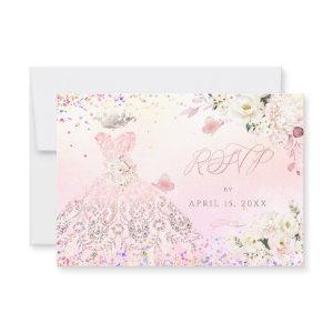 Quinceanera RSVP Blush Pink Glitter Gown  Invitati