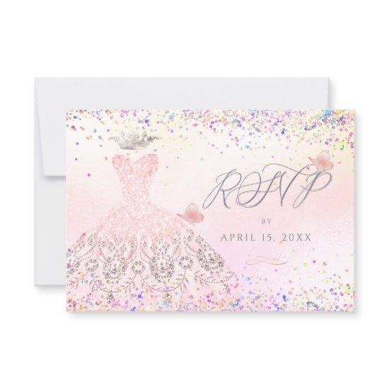 Quinceanera RSVP Blush Pink Glitter Gown