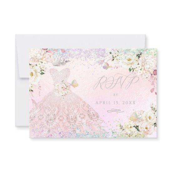Quinceanera RSVP Blush Pink Gown Holographic Dream
