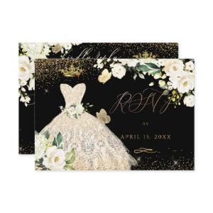 Quinceanera RSVP Champagne Gold Glitter Gown