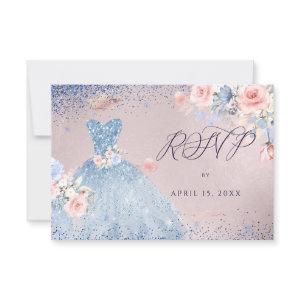 Quinceanera RSVP Dusty Blue Glitter Gown