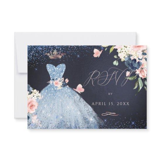 Quinceanera RSVP Dusty Blue Glitter Gown