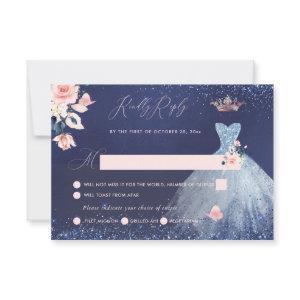 Quinceanera RSVP Dusty Blue Glitter Princess Gown