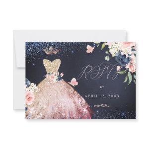 Quinceanera RSVP Glitter Gown Ombre Rose Gold