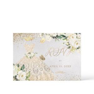 Quinceanera RSVP Gold Glitter Gown
