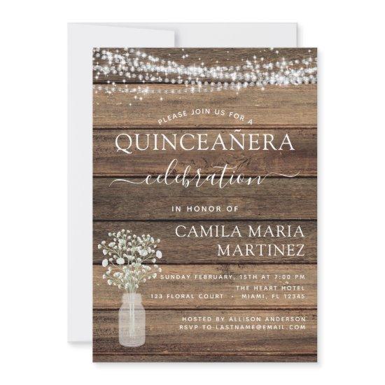 Quinceanera Rustic Baby's Breath Farmhouse Lights