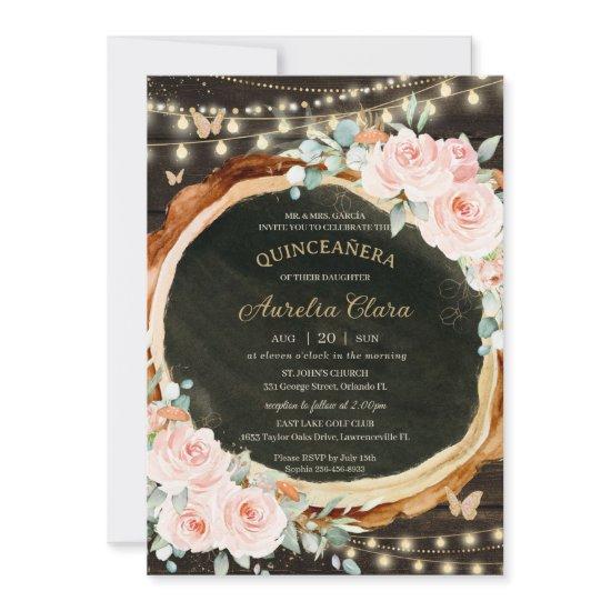 Quinceañera Rustic Blush Floral Enchanted Forest